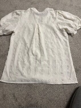 White Embroidered Dot Boutique Blouse